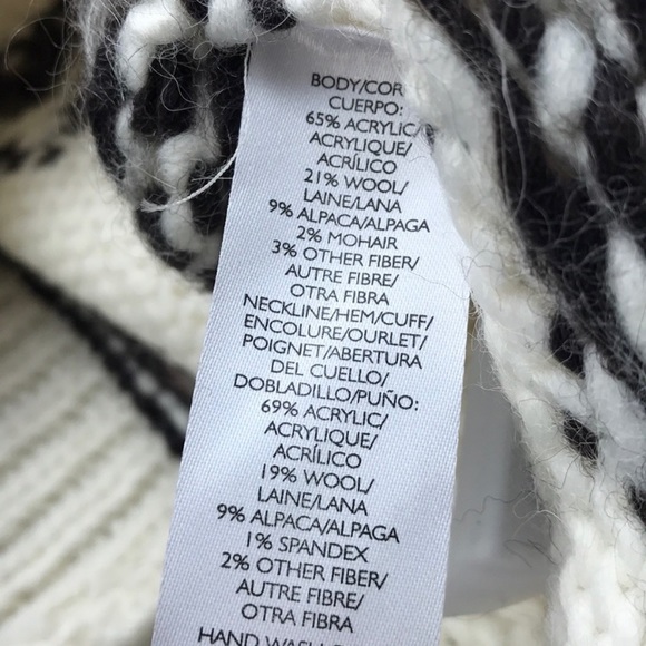 Ann Taylor Loft Sweater Women Small Ivory Fair Isle Gem Wool Alpaca Mohair Blend - Picture 9 of 11